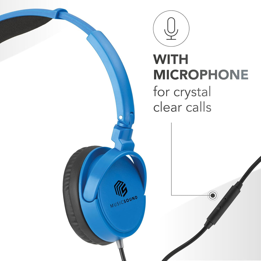 Music Sound | Bügelkopfhörer mit Kabel Over Ear Basic | On-Ear-Kopfhörer Faltbarer Kopfbügel mit 1,2