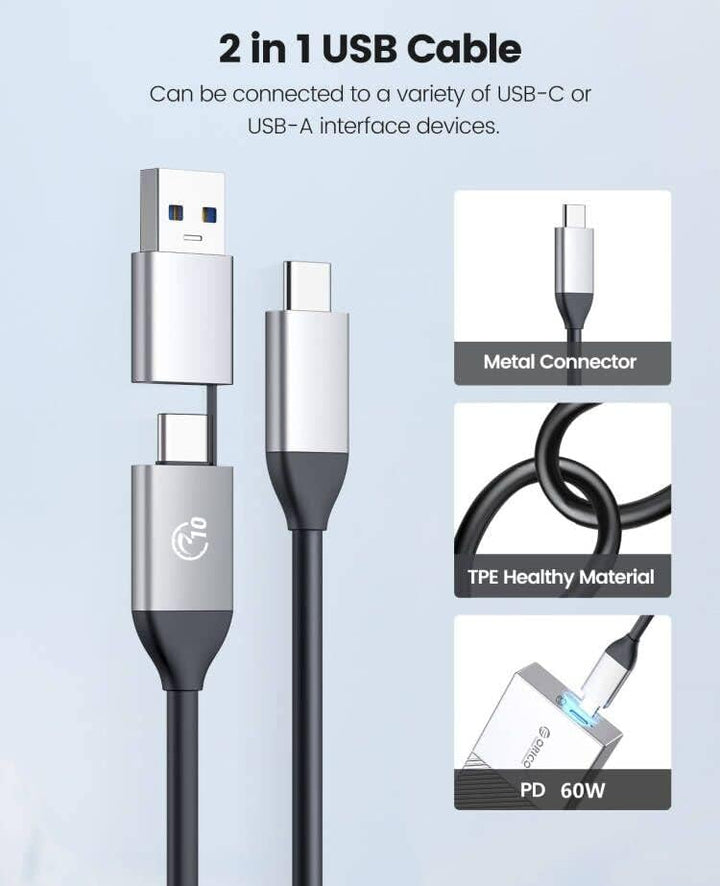 ORICO M.2 NVMe SSD Gehäuse 20 Gbps NVMe Case auf USB C 3.2 Gen2X2, Aluminium Externer Adapter für M2