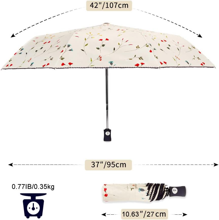 CUBY Regenschirm, Sonnenschirm, Freien Uv-Schutz Damen Automatik Faltschirm Winddicht Regenfest, Min