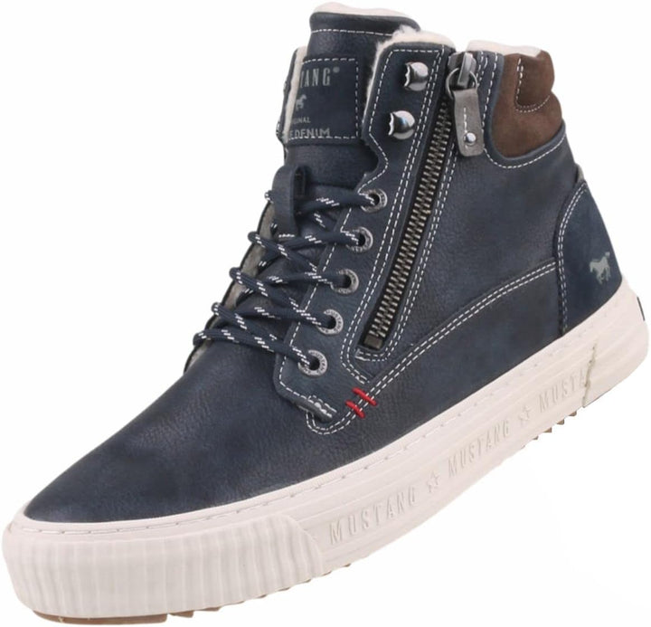 MUSTANG Herren Stiefel Schnürboots 44 EU Blau, 44 EU Blau