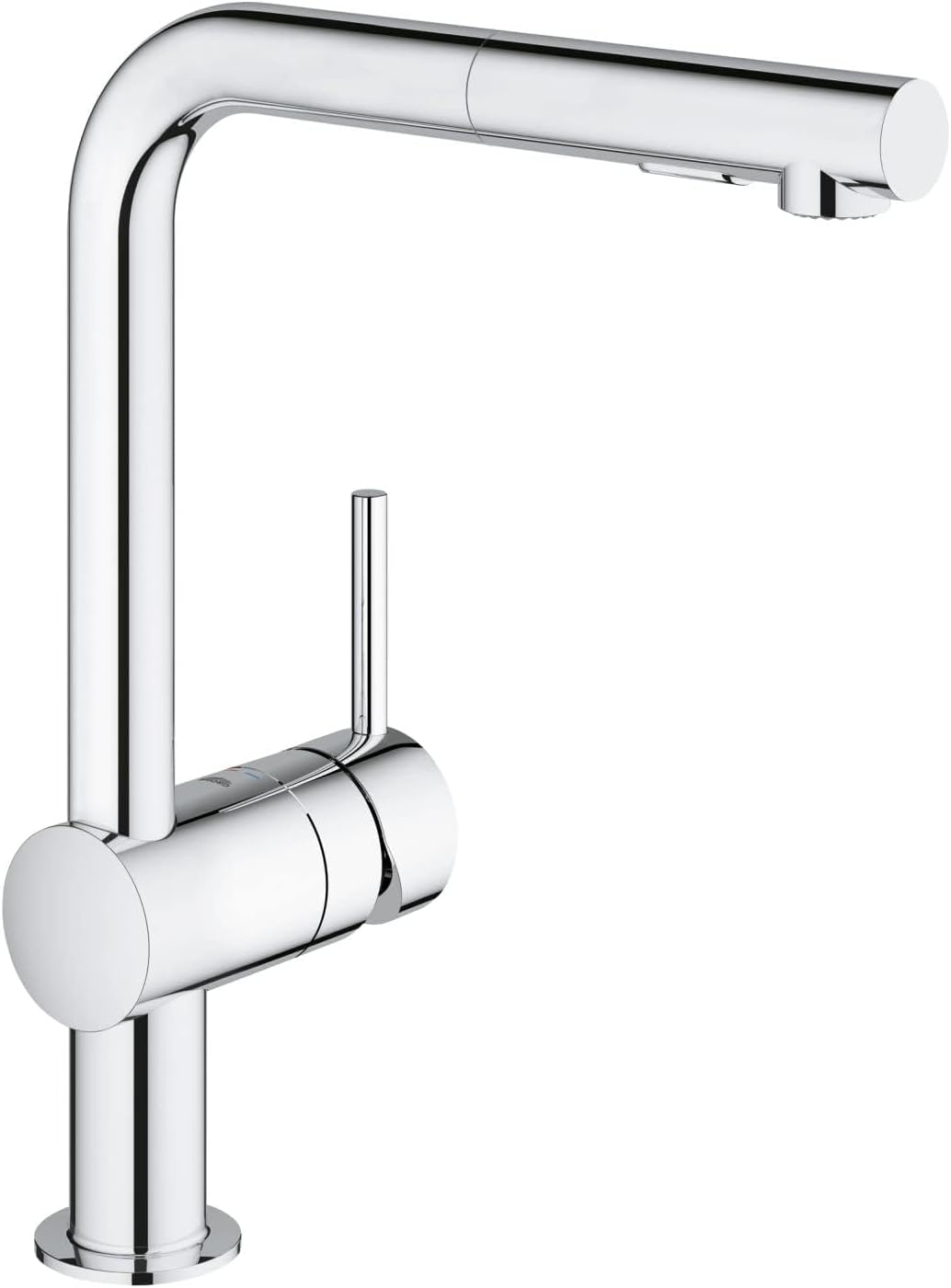GROHE Minta - Einhand- Küchenarmatur (L-Auslauf, herausziehbare Dual-Spülbrause, 360° schwenkbar, kr