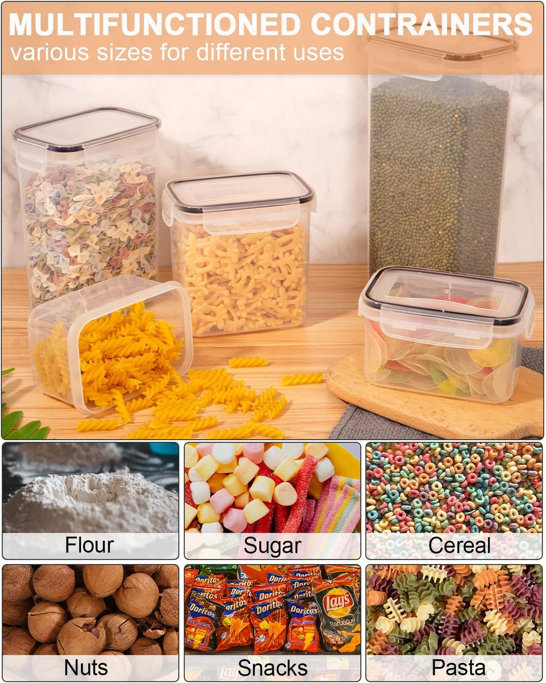 25er Vorratsdosen Set(9x0.8L+6x1.4L+5x2L+5x2.8L)Luftdicht Vorratsbehalter mit Deckel Aufbewahrungsbo