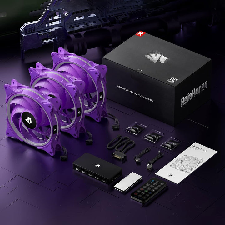 Asiahorse FS-9001 PWM RGB Gehäuselüfter, 120MM PC Lüfter, Leiser Computerlüfter für PC-Gehäuse und C