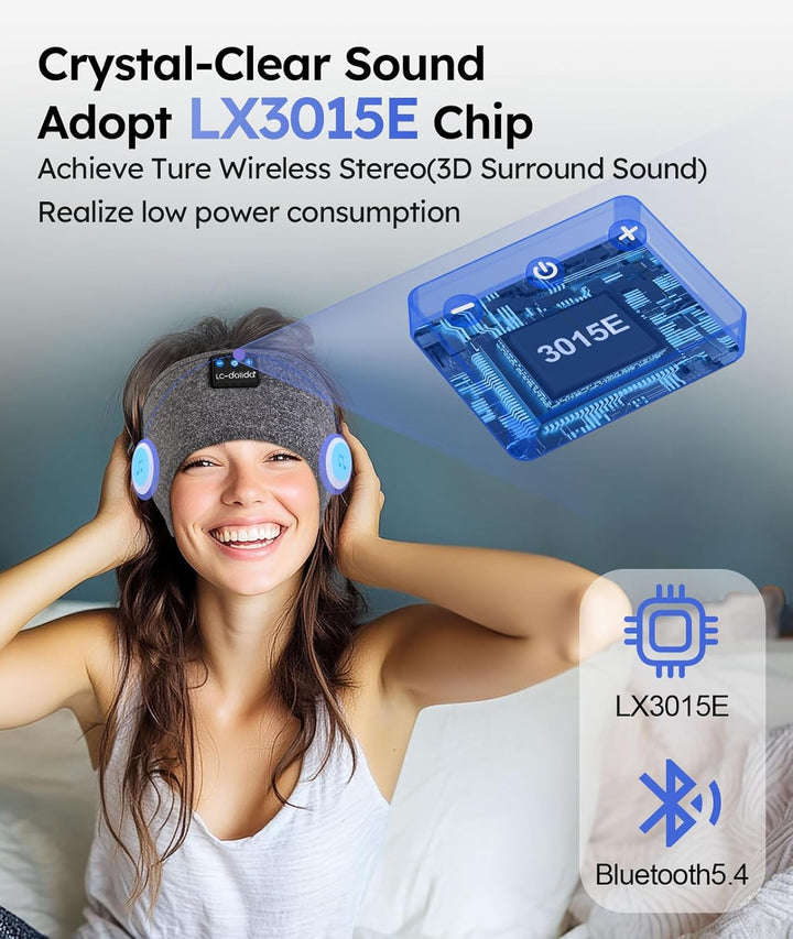 LC-dolida Schlafkopfhörer Bluetooth Stirnband Kopfhörer Bluetooth V5.4 Band Kopfhörer zum Schlafen,S