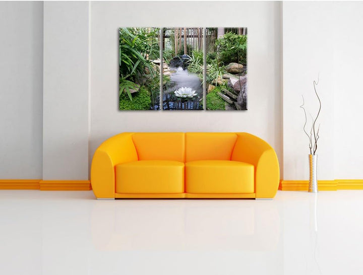Pixxprint Zen Garten Japan als Leinwandbild/Grösse: 3Teilig / Wandbild/Kunstdruck/fertig bespannt