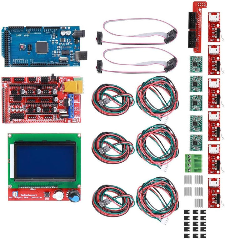 3D Druckerkit RAMPS 1.4 + für Mega 2560 CH340 + 12864 Controller + A4988 Spanplatten Teile, 3D Druck