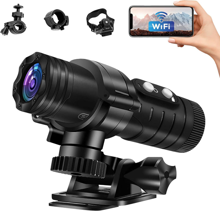 Tiantianle Action Cam,Helmkamera Fahrrad WiFi,Action Cam Motorrad,Wasserdicht Sport Kamera,1080P HD