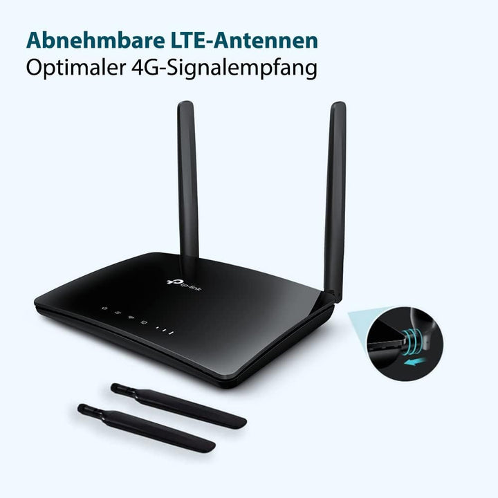 TP-Link TL-MR6400 LTE Router, 4G Router unterstützt SIM Karten, 4G Cat4 bis zu 150 Mbit/s, WLAN 2.4G