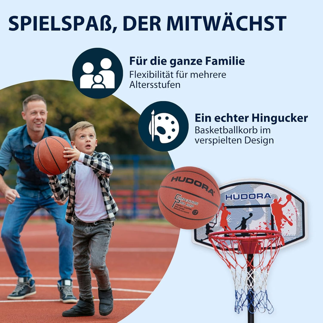Hudora Basketballständer All Stars Basketball-Ständer, höhenverstellbar165-205cm mit Basketball Outd