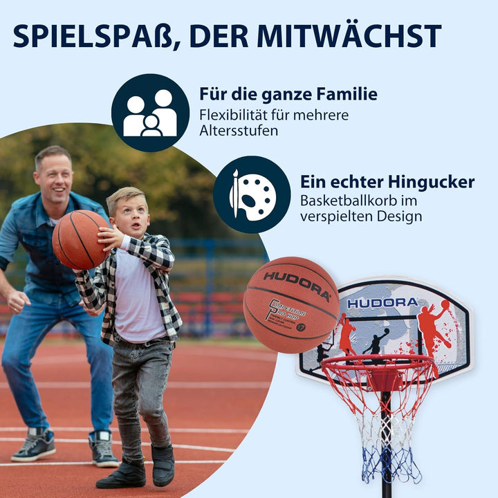 Hudora Basketballständer All Stars Basketball-Ständer, höhenverstellbar165-205cm mit Basketball Outd