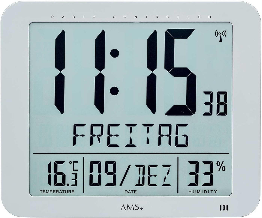 Digital Funkwanduhr silber AMS 5884