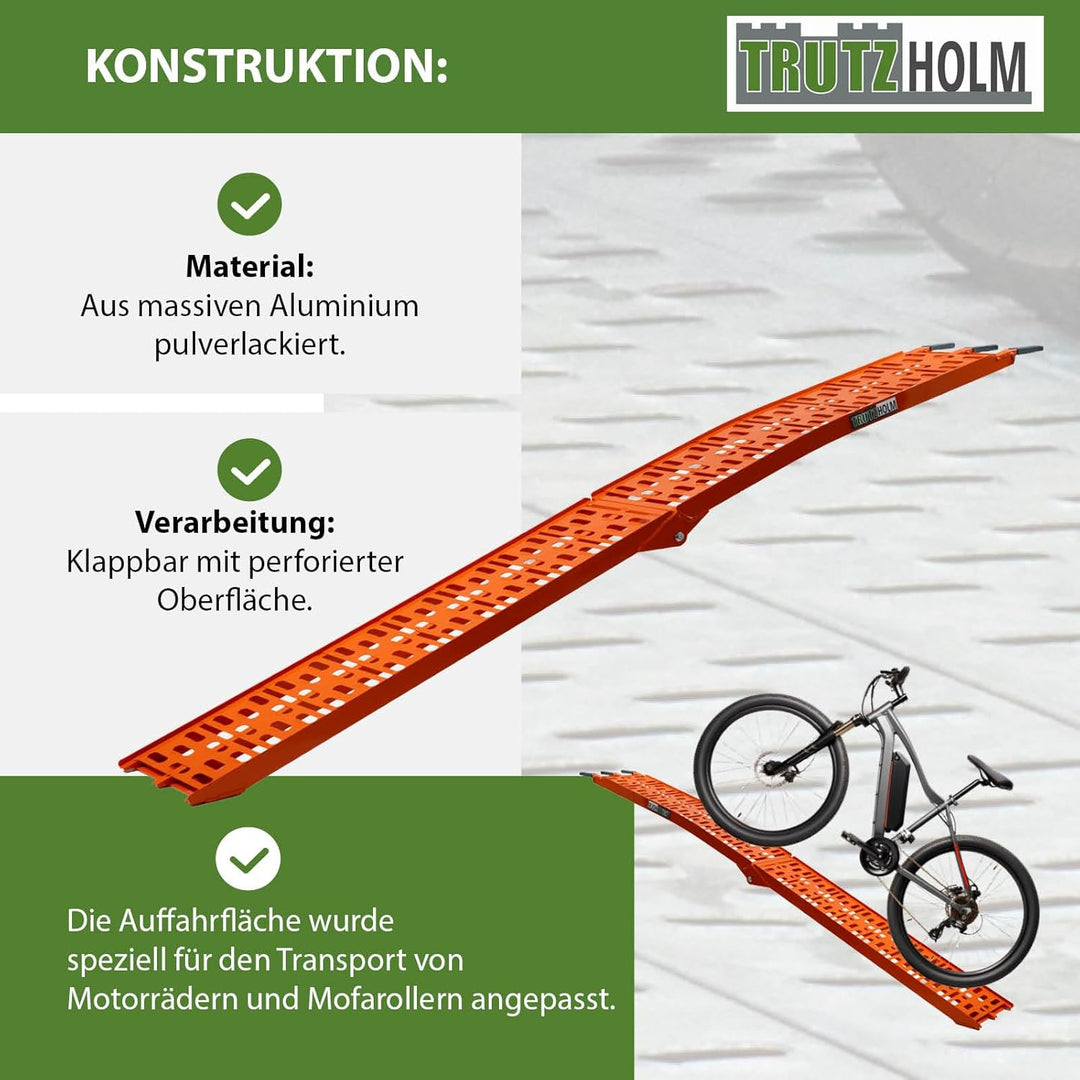 TRUTZHOLM 2X Auffahrrampe 680 kg Faltbare ALU Rampen klappbar Alu Auffahrrampe Rampe Verladerampen 3