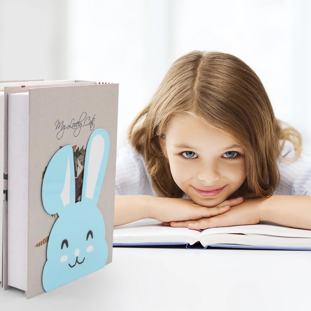 1 Paar niedliche Metall-Buchstützen, Cartoon-Tier-Hase, lange Ohren, rutschfest, Eisen, Buchstütze,