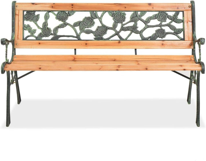Tidyard Garten Sitzbank Gartenbank Parkbank Gartenm?bel Bank mit Rosenmuster-Rückenlehne 122 x 51 x