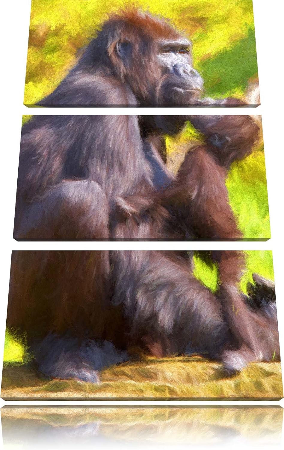 Gorilla-Baby küsst seine Mutter NewArt 3-Teiler Leinwandbild 120x80 Bild auf Leinwand, XXL riesige B