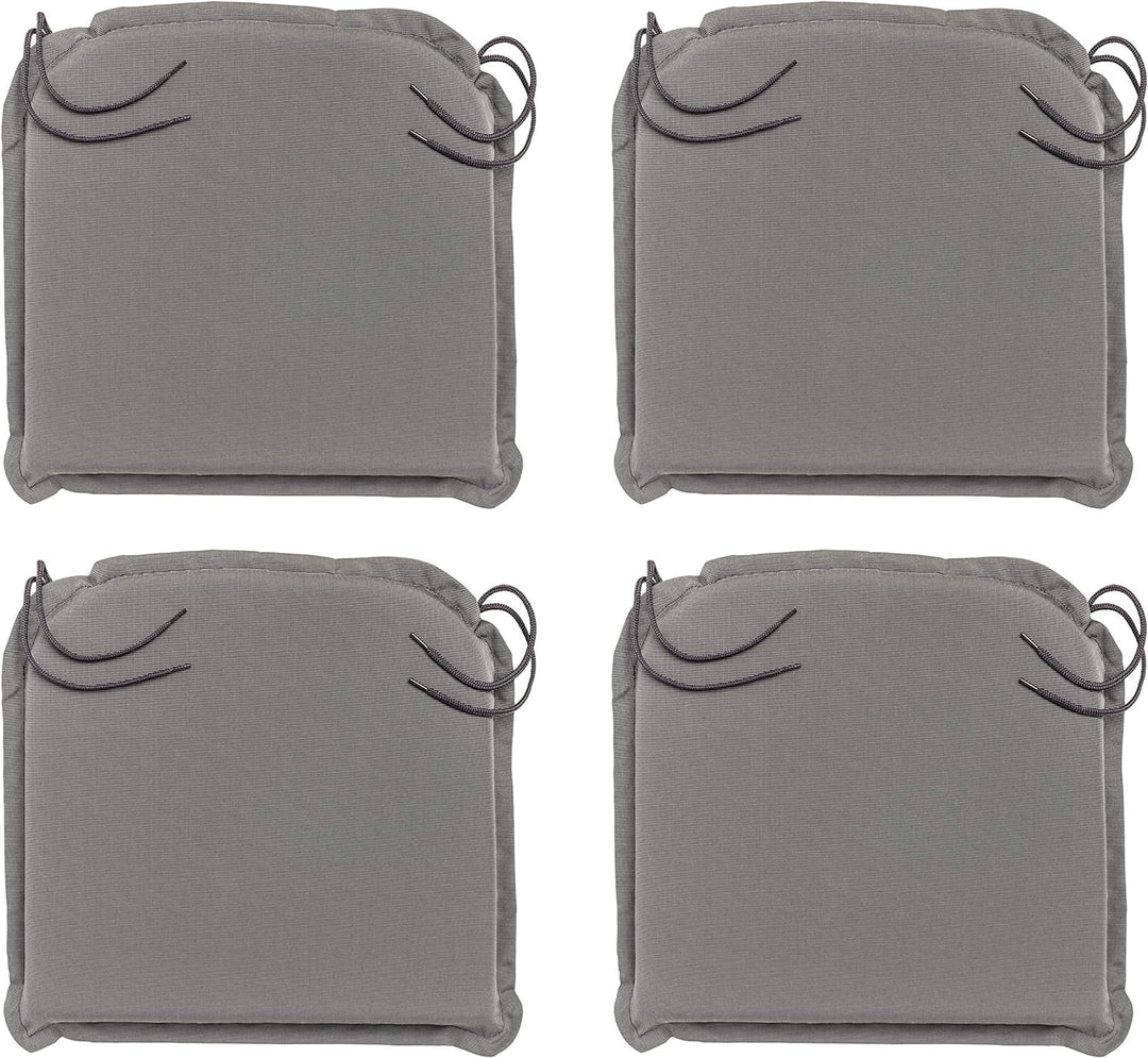 Traumnacht Komfort 4er Set Stuhlkissen/Sitzkissen Outdoor anthratzit, Bezug abnehmbar, mit Eckbänder