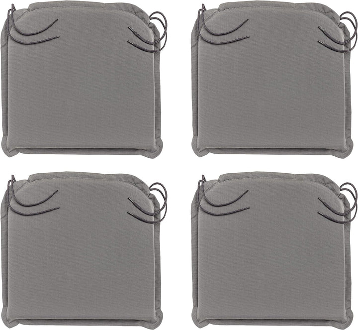 Traumnacht Komfort 4er Set Stuhlkissen/Sitzkissen Outdoor anthratzit, Bezug abnehmbar, mit Eckbänder