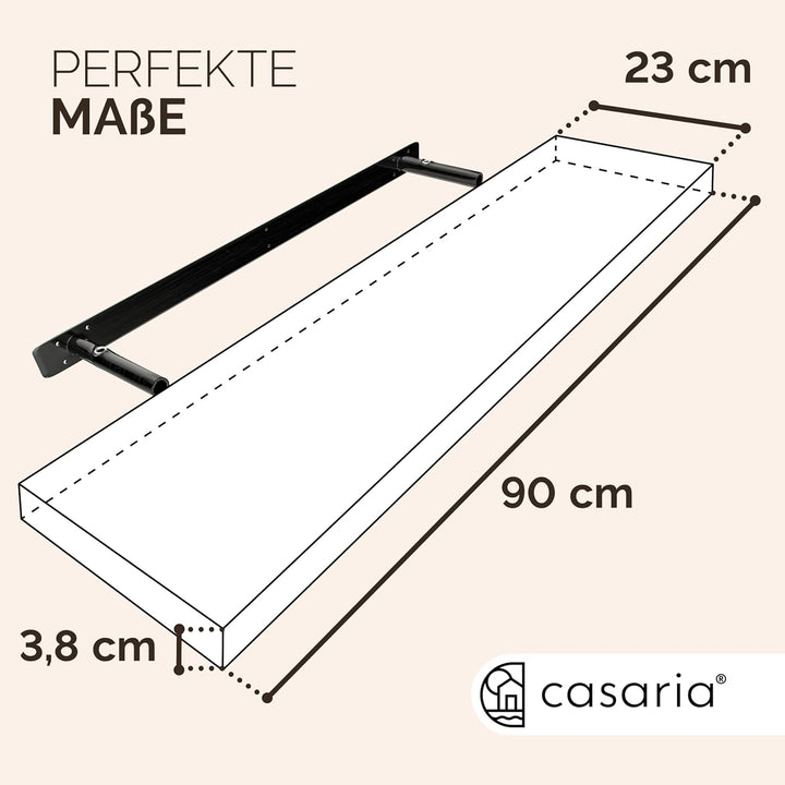 Casaria® Wandregal Eiche mit Halterung 50-110cm Schwebend 15kg Tragkraft Küche Wohnzimmer Büro Bad F