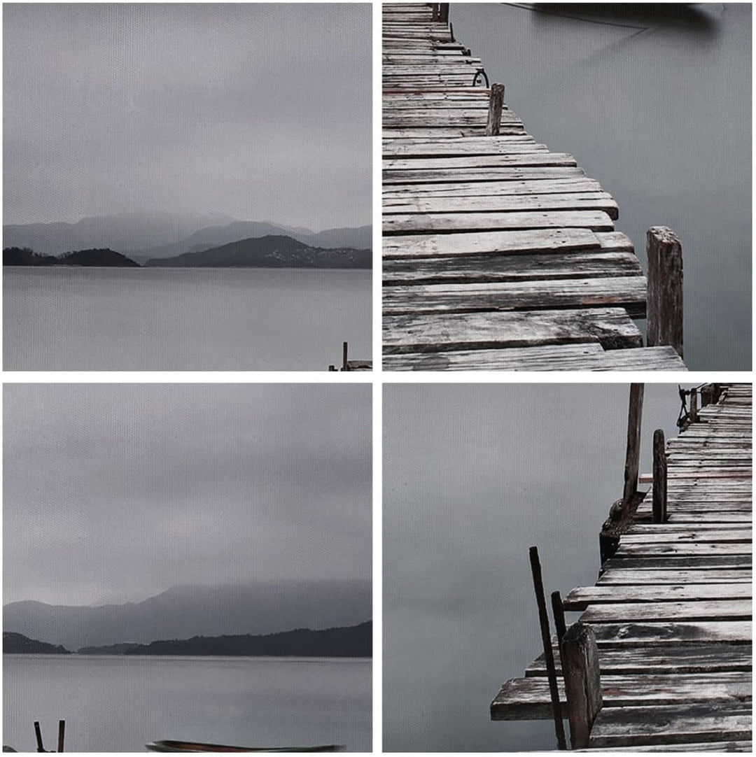 ARTTOR Bilder auf Leinwand Brücke See Leinwandbild mit Rahmen 70x50cm Wandbilder Dekoration Wohnzimm