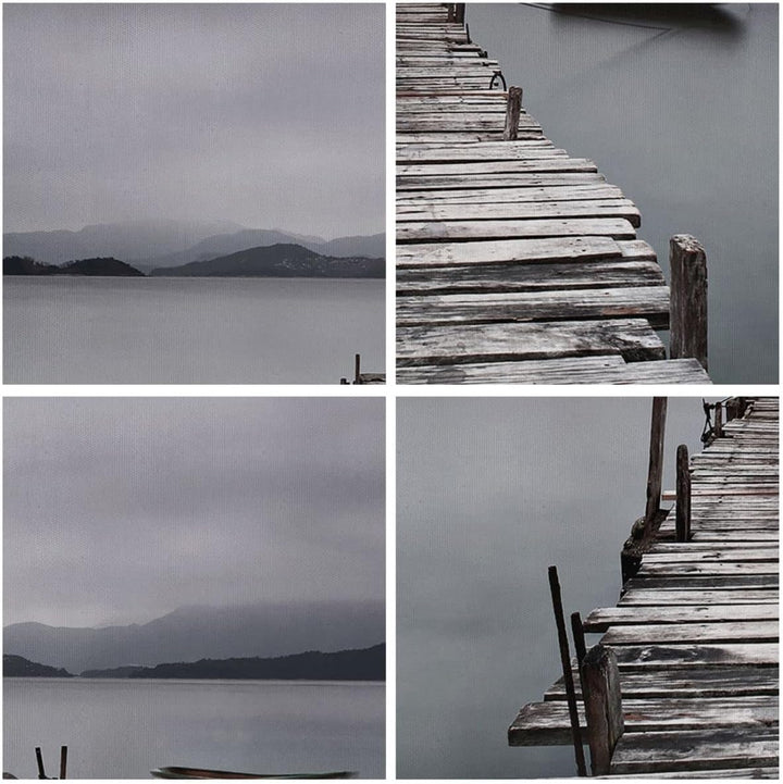 ARTTOR Bilder auf Leinwand Brücke See Leinwandbild mit Rahmen 70x50cm Wandbilder Dekoration Wohnzimm