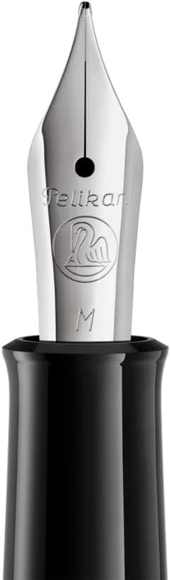 Pelikan Füllhalter Classic 205, Schwarz, Feder M (mittel), hochwertiger Kolbenfüller im Geschenk-Etu