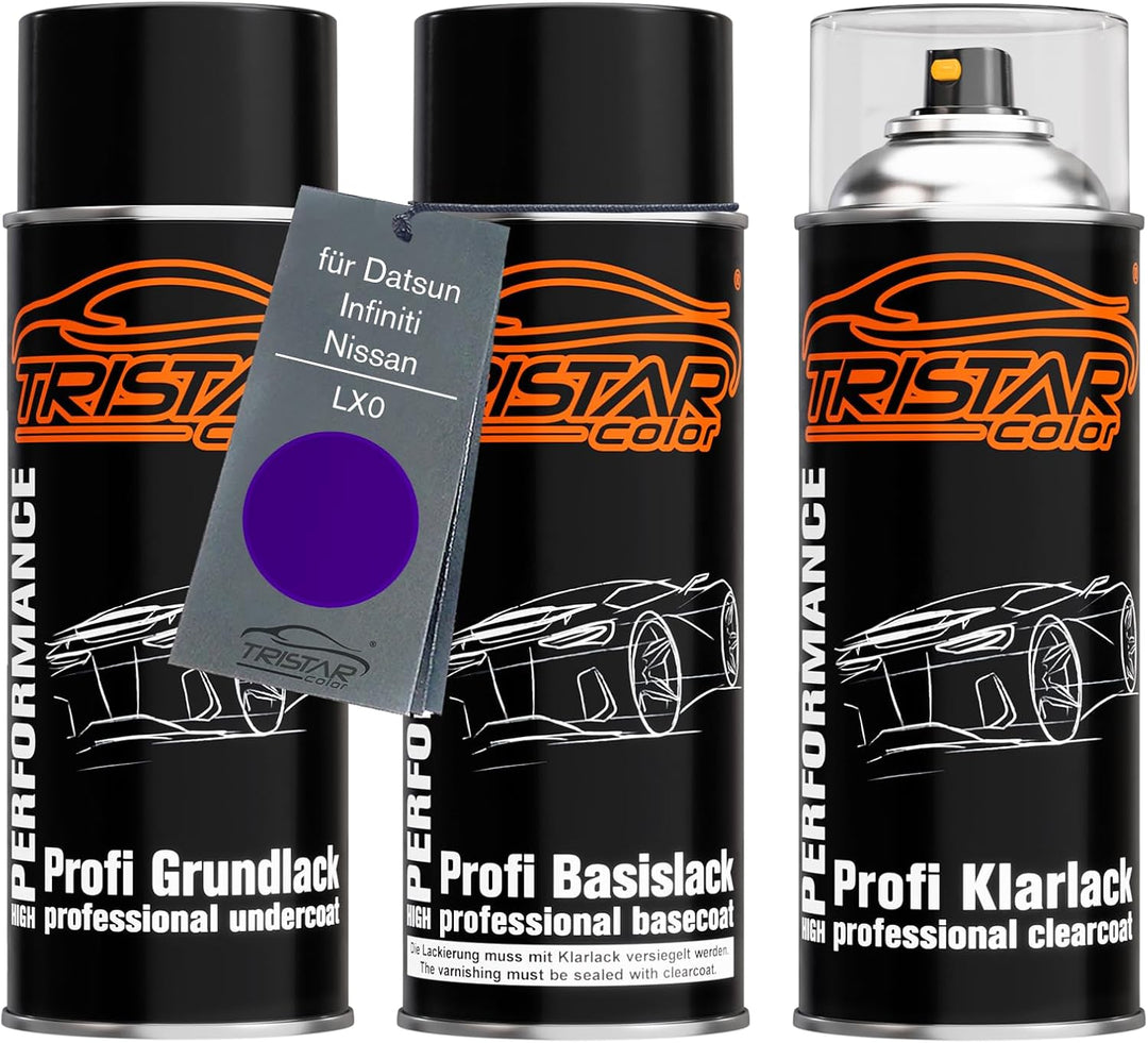 TRISTARcolor Autolack Spraydosen Set für Datsun/Infiniti/Nissan LX0 Midnight Purple III Metallic Gru