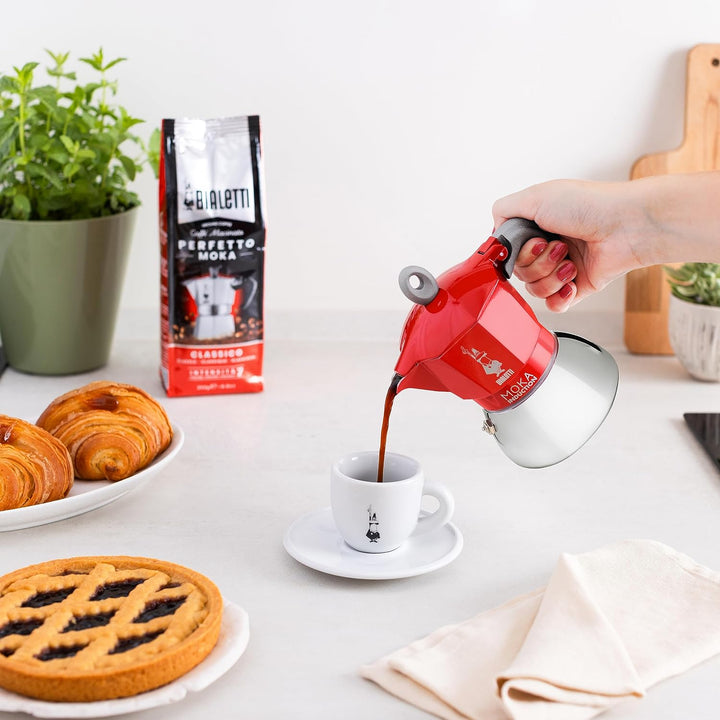 Bialetti - Moka Induction, Moka-Kanne, Geeignet für Alle Herdarten, 4 Tassen Espresso (150ml), Rot 4