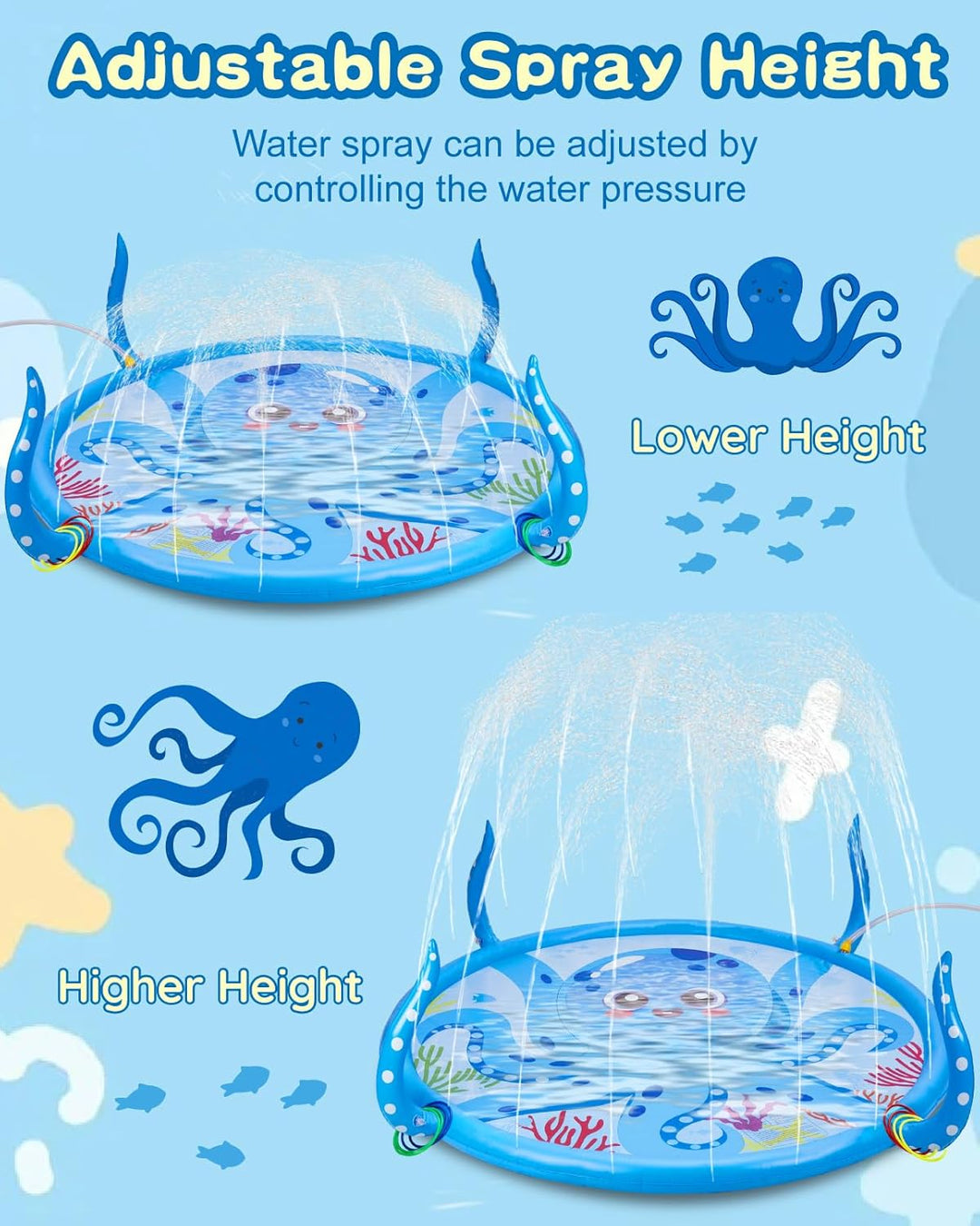 Anpro Sprinkler für Kinder, Aufblasbare Octopus-Wasserspielzeuge für Jungen und Mädchen, Sommer Outd