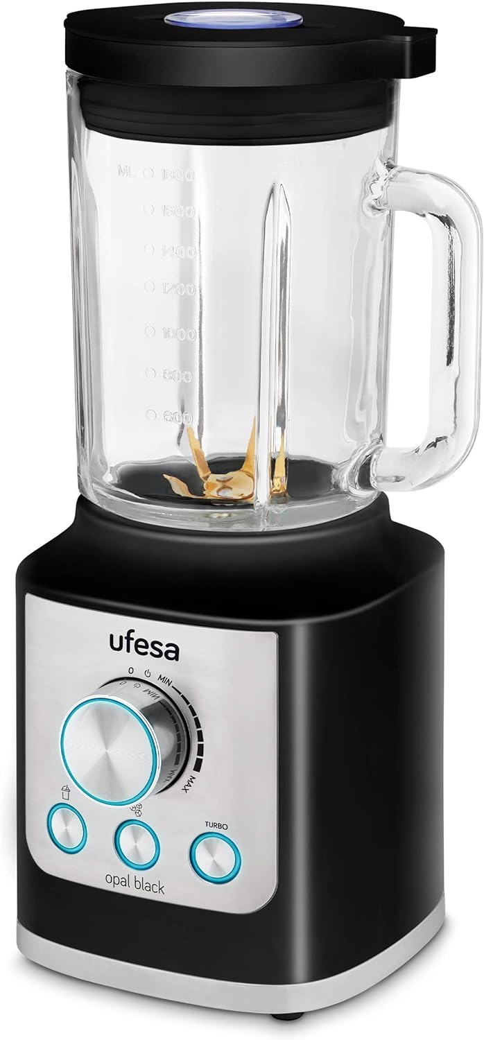 Ufesa BS4950B Opal Black Standmixer, 2100 W Leistung, Geschwindigkeitsregelung, Programme für Smooth