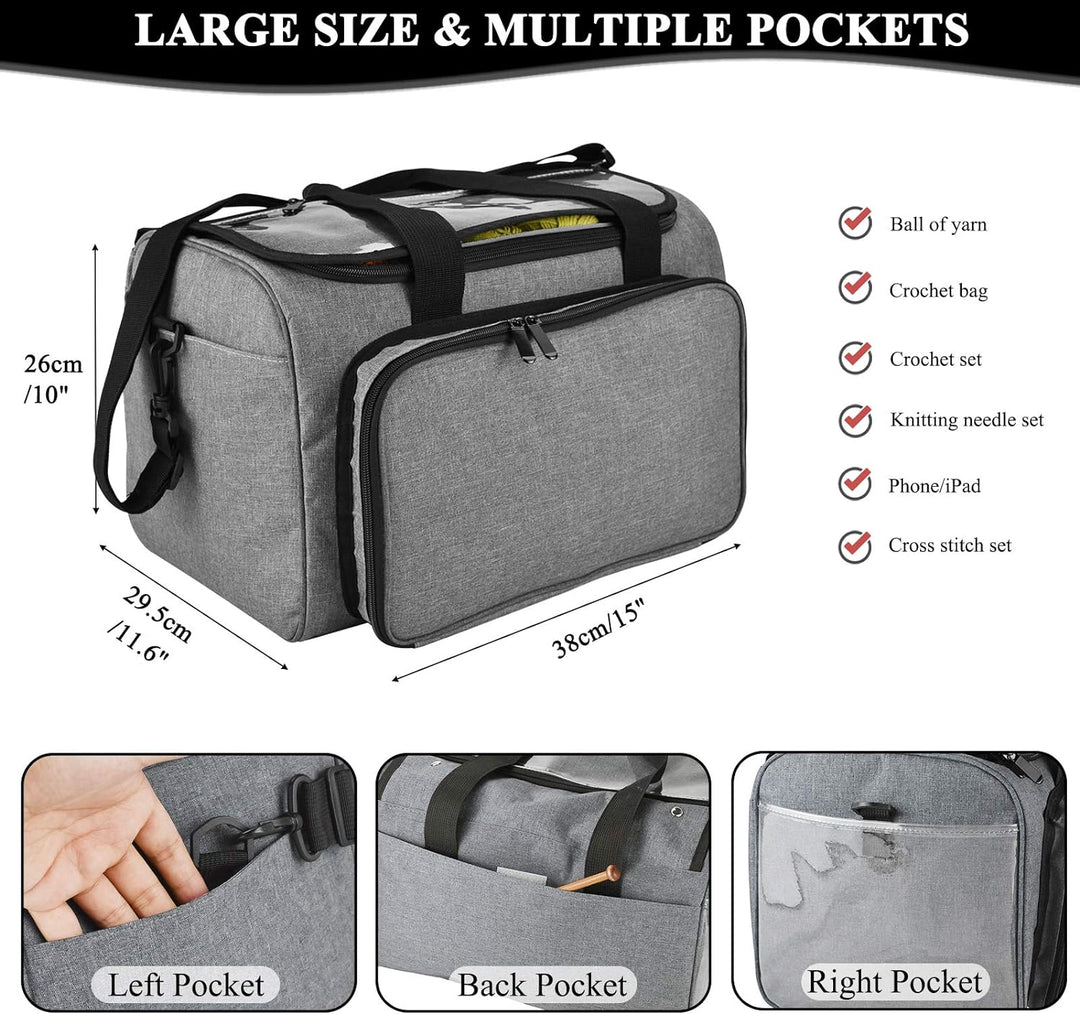 Coopay Häkeltasche, tragbare Garn-Aufbewahrungstasche, Reise-Tragetasche zum Schutz von unfertigem P