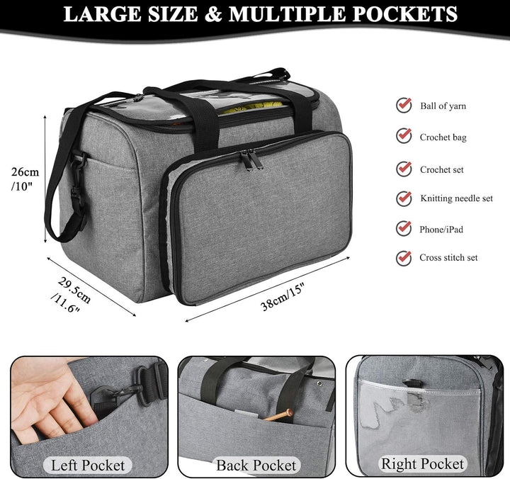 Coopay Häkeltasche, tragbare Garn-Aufbewahrungstasche, Reise-Tragetasche zum Schutz von unfertigem P