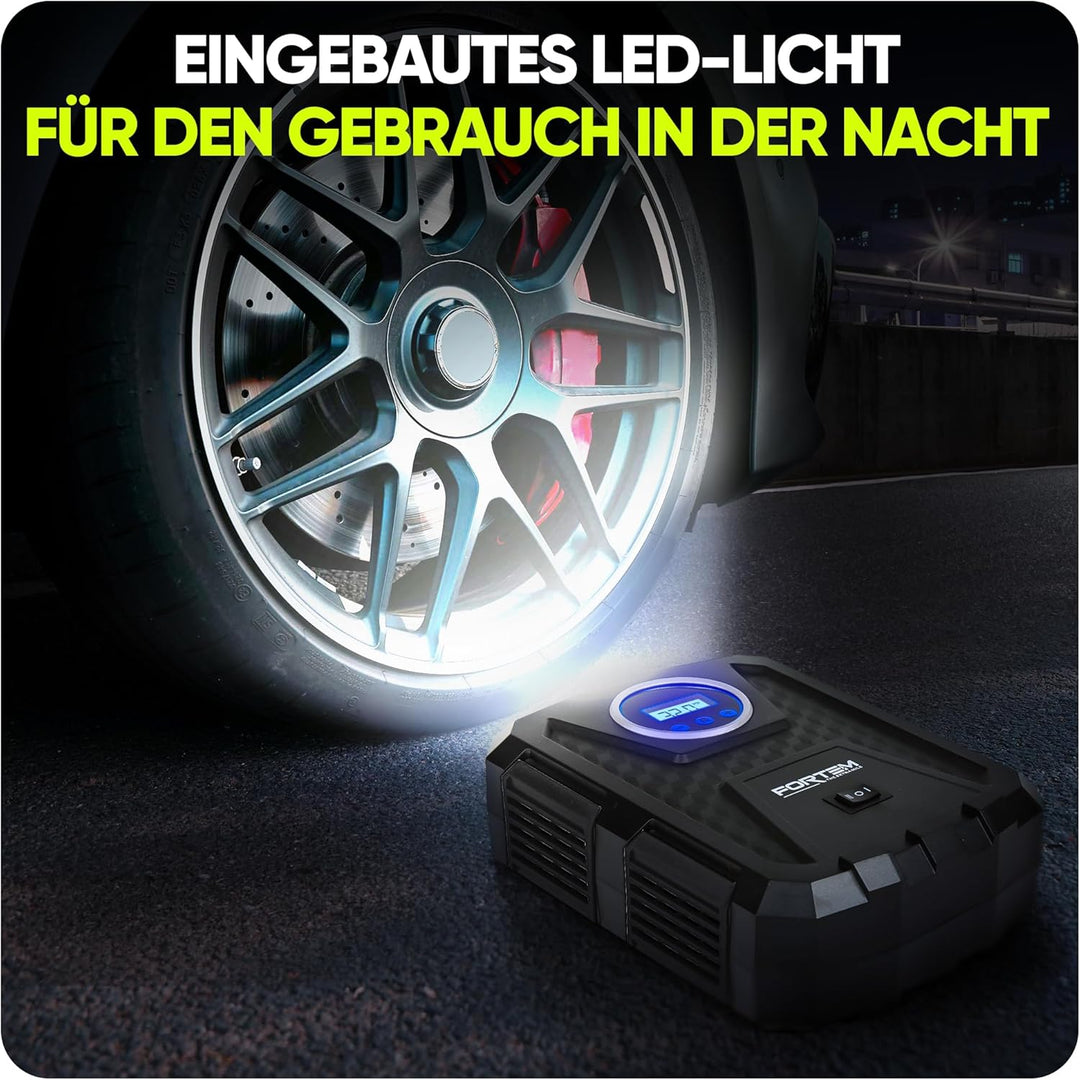 Fortem Tragbarer Kompressor Autoreifen, Kompressor Fahrrad, 12V Autoreifen Pumpe und Fahrradpumpe El