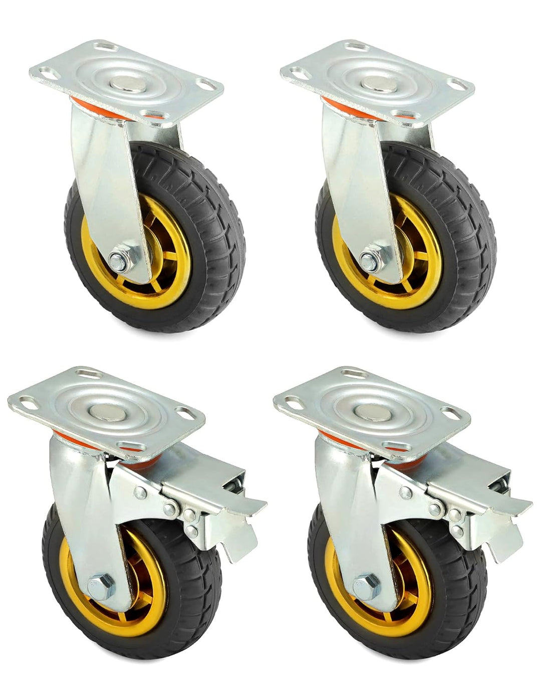 QWORK 4 Stück 150mm schwerlastrollen - bis 250 kg pro rolle - stossdämpfung lenkrollen für möbeltran