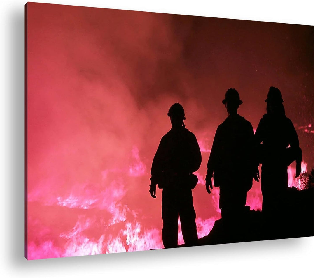 deyoli Lauffeuer Feuerwehr im Einsatz Format: 120x80 als Leinwandbild, Motiv fertig gerahmt auf Echt