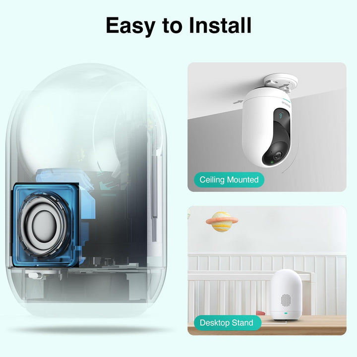 BOTSLAB 5MP Überwachungskamera Innen, 3K Babyphone mit Kamera, 2.4Ghz/5Ghz WLAN IP Kamera mit Bewegu