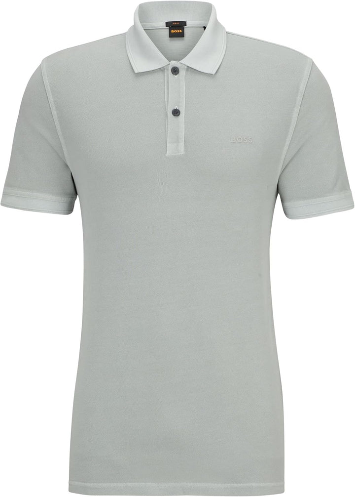 BOSS Herren Prime Slim-Fit Poloshirt aus Baumwoll-Piqué 4XL Silber, 4XL Silber