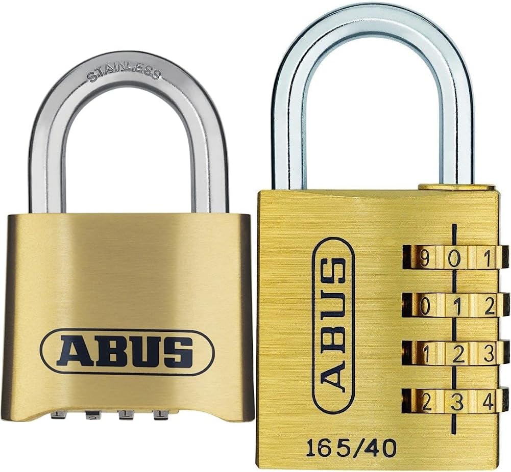ABUS Zahlenschloss 180IB/50 - Vorhängeschloss aus Messing & Zahlenschloss 165/40 - Vorhängeschloss a