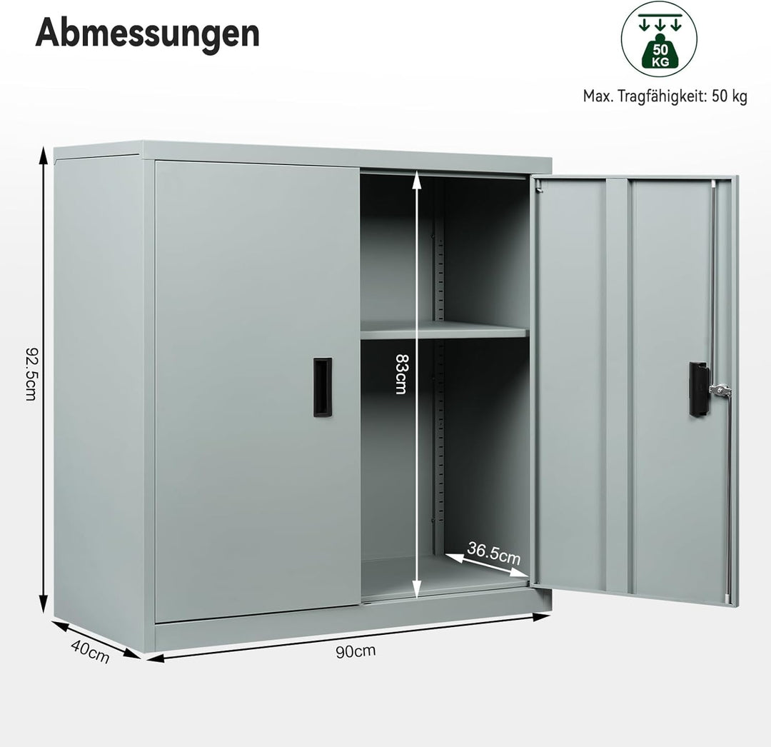 WOLTU Aktenschrank abschliessbar, Ordnerschrank mit höhenverstellbarem Einlegboden, Metallschrank mi