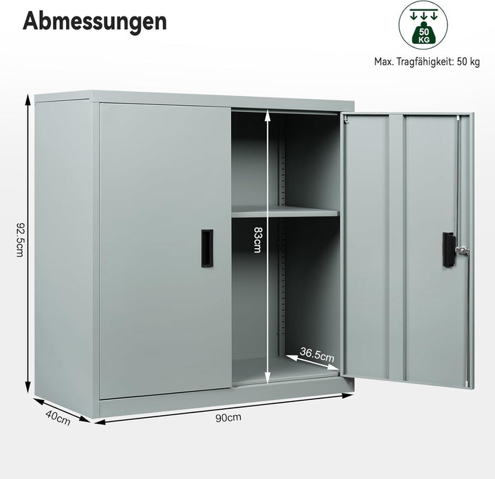 WOLTU Aktenschrank abschliessbar, Ordnerschrank mit höhenverstellbarem Einlegboden, Metallschrank mi