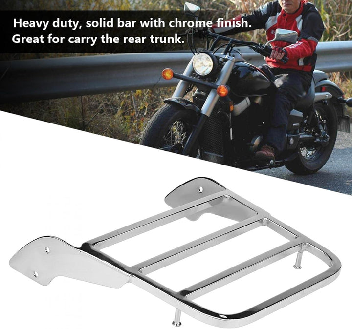 Tomotato Motorrad Rückenlehne Sissy Bar Gepäckträger, Chrom Heckgepäckträger für Shadow VT750 C2 199
