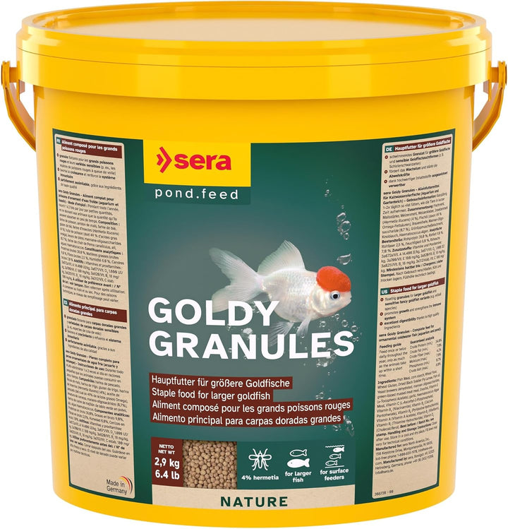sera Goldy Gran Nature 10l (2,9 kg) - Granulatfutter für grössere Goldfische mit 4% Insektenmehl, Go