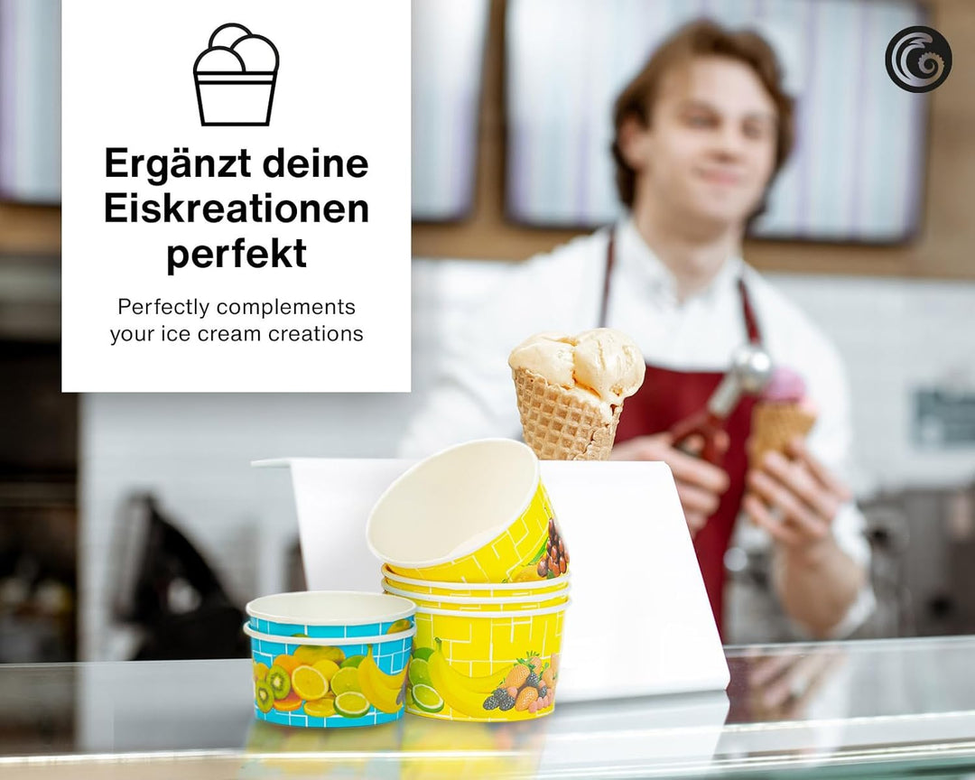 Octopus 600x Eisbecher, EIS- Pappbecher, Früchtebecher mit 260 ml Füllvolumen Gelb - 260ml 600 Stück