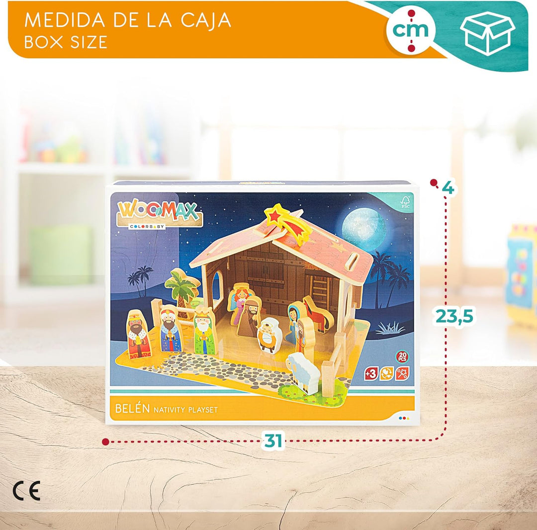 WOOMAX 46204 Weihnachtskrippe aus Holz, 20 Stück, 20 piezas, 20 piezas