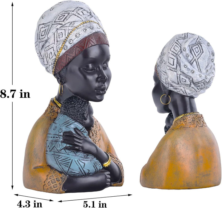 Home Decor Afrikanische Kunst Skulpturen, afrikanische Frau und Sohn Statue, Schwarze Statuen afrika