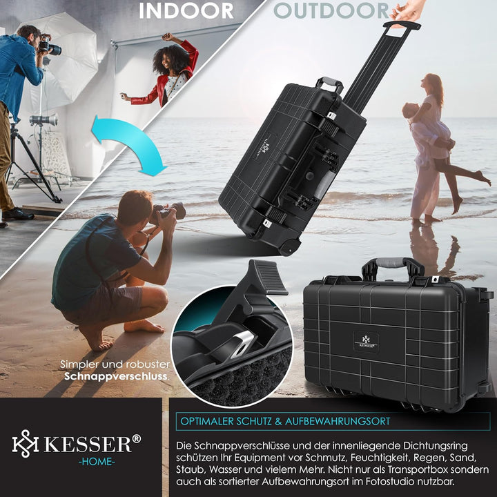 KESSERยฎ Kamerakoffer Transportkoffer Fotokoffer Werkzeugkoffer mit Schaumstoff, Hartschalen-Universa