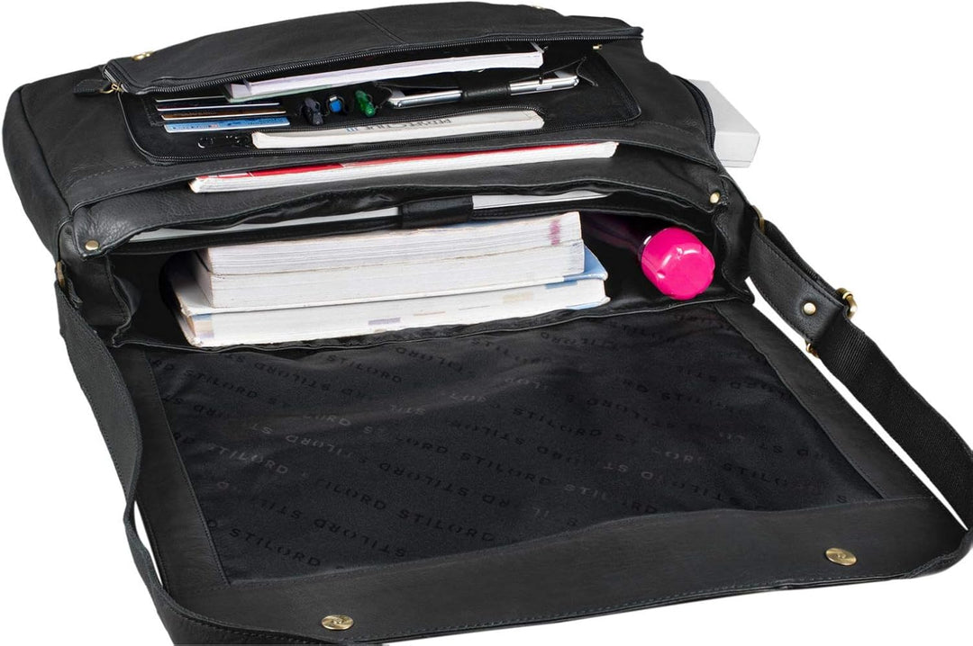 STILORD 'Maximus' XXL Ledertasche riesige Umhängetasche Unitasche 17 18 19 21 Zoll Laptop Aktentasch
