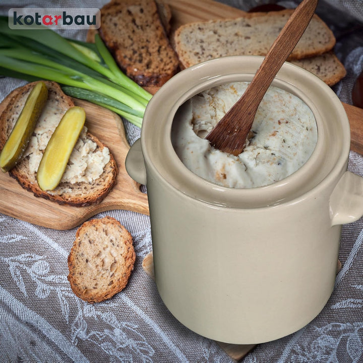 KOTARBAU® Sauerkraut Gärtopf Sauerkrauttopf 5L Tontopf mit Deckel Steinguttopf Fermentieren Dauerkra
