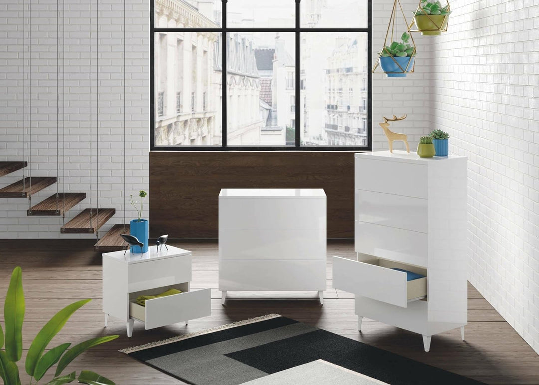 Dmora - Nachttisch Nashville, Nachttisch mit 2 Schubladen, Nachttisch, Niedrige Kommode für Schlafzi