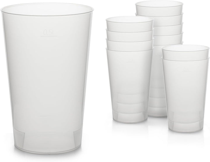 Octopus 100x Mehrwegbecher 500ml, Plastikbecher aus bruchsicherem Kunststoff, Plastik Trinkbecher fü