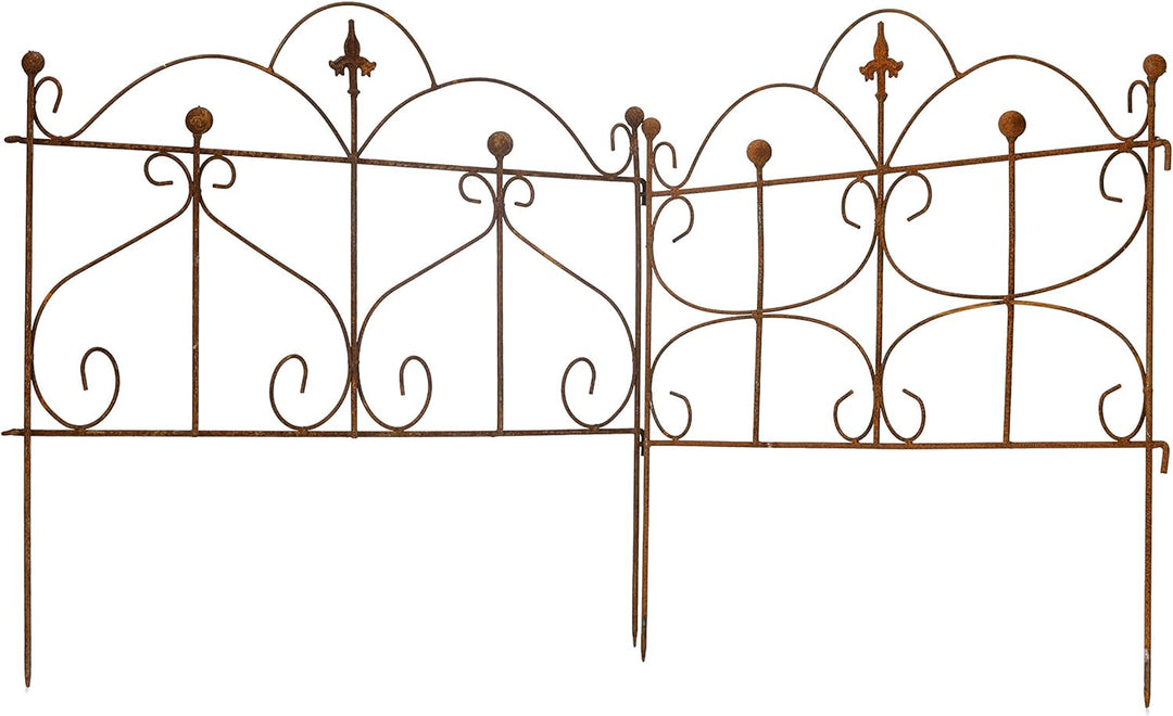 ecosoul Beetzaun Gartenzaun Rankhilfe Metall Eisen Rost Deko 50cm hoch x 60cm lang Zaun Zaunelement